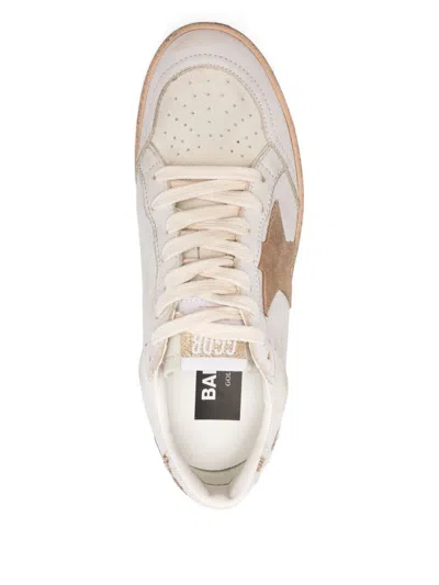 Golden Goose Ball Star Sneakers In Leather With Suede Star And Horsy Cow Printed Heel Tab In Multi