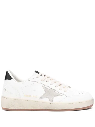 Golden Goose Women's Ballstar 2 Leather Upper And Spur Suede Star Shiny Leather Heel Sneaker In White