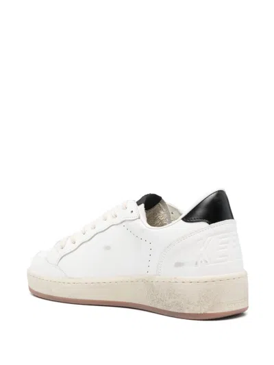 Golden Goose Women's Ballstar 2 Leather Upper And Spur Suede Star Shiny Leather Heel Sneaker In White