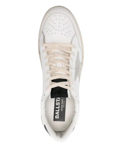 Golden Goose Women's Ballstar 2 Leather Upper And Spur Suede Star Shiny Leather Heel Sneaker In White