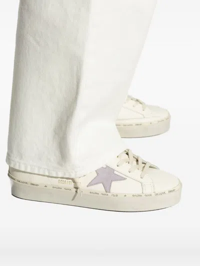 Golden Goose Hi Star Leather Platform Sneakers In White