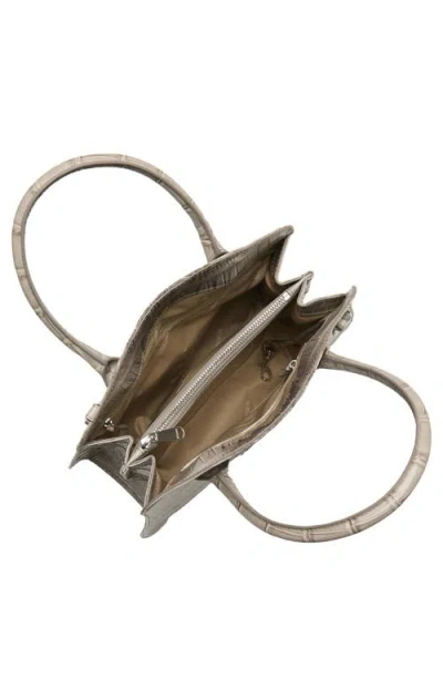 Brahmin Rosetta Croc Embossed Leather Satchel In Gray