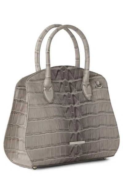 Brahmin Rosetta Croc Embossed Leather Satchel In Gray