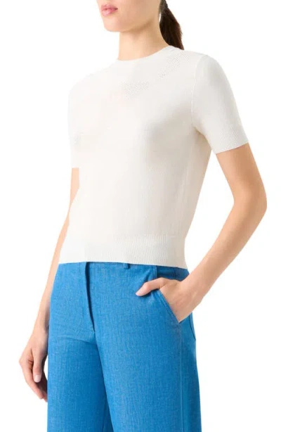 Akris Sunbeam Short Sleeve Silk & Cotton Sweater In Neutral