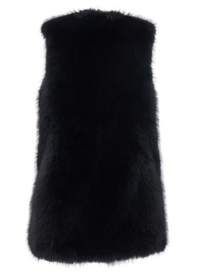 Herno Black Sleeveless Vest With Concealed Closure On The Front In Ecofur Woman In Black