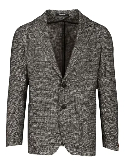 Tagliatore Montecarlo Micro Dis. Nero 56 Lana 27 Pol 17 Acr Jackets Black In Gray