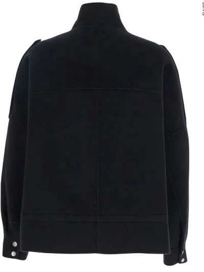 Pinko 'crostino' Black Jacket With Collar With Buttons And Front Pockets In Wool Blend Woman In Black