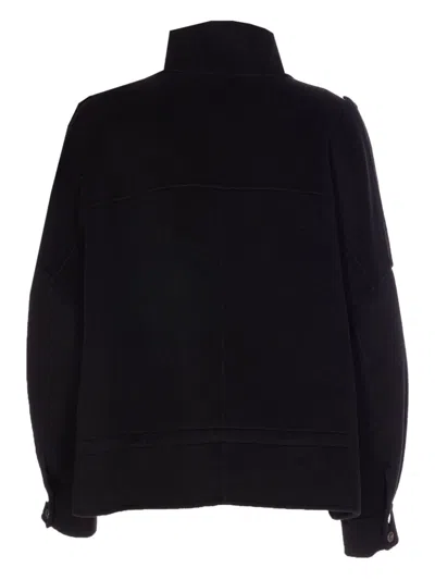 Pinko 'crostino' Black Jacket With Collar With Buttons And Front Pockets In Wool Blend Woman In Black