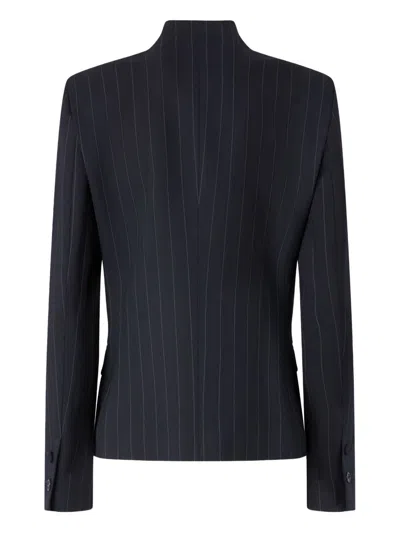 Pinko Tailored Pinstripe Blazer With Structured Shoulders In Black