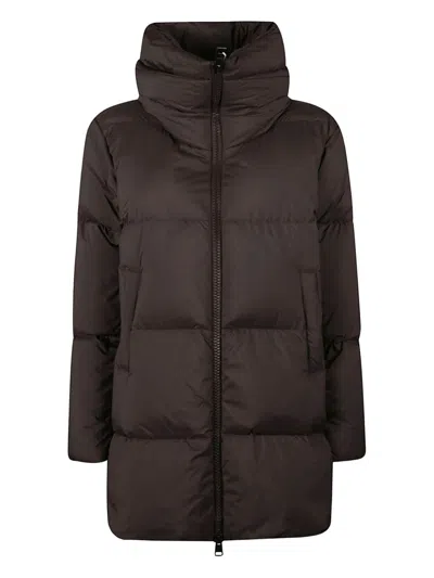 Herno Boxy Black Down Jacket With Padded Collar And Quilted Design In Blue