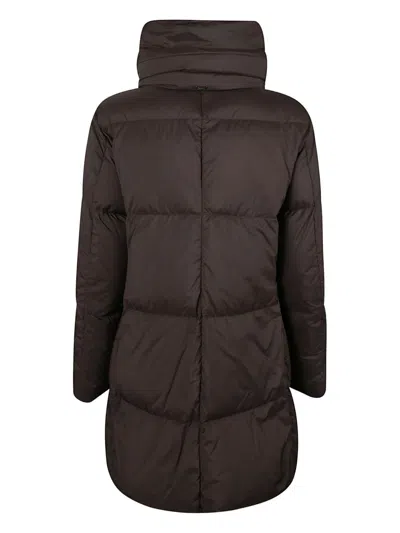Herno Boxy Black Down Jacket With Padded Collar And Quilted Design In Blue