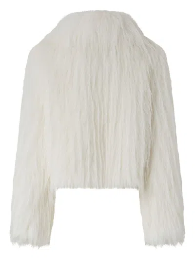 Pinko Peacoat-style Jacket In Soft Fur-effect Fabric In White