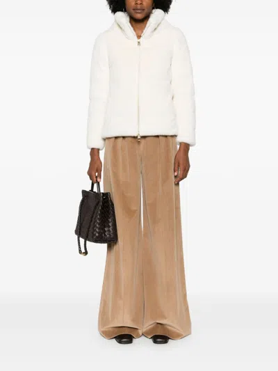 Herno Faux Fur Puffer Jacket With High Collar In White