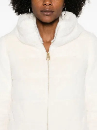 Herno Faux Fur Puffer Jacket With High Collar In White