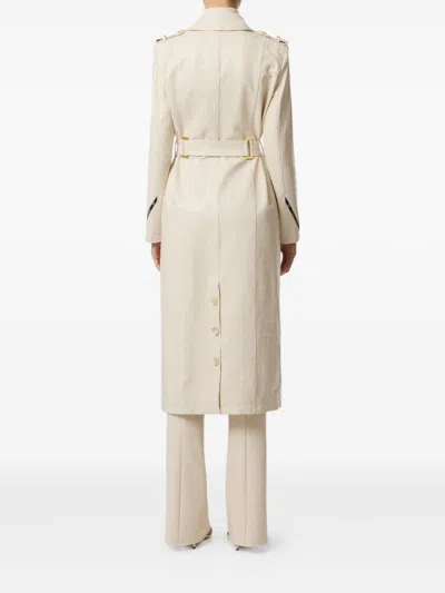 Elisabetta Franchi Croc-embossed Coat Featuring Belted Waist In Neutral