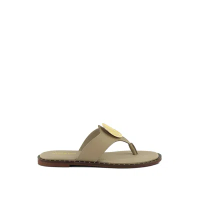 Rag & Co Women's Neutrals Kathleen Embellished Beige Slip-on Thong Sandals By  In Brown