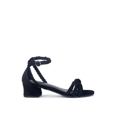 Rag & Co Women's Nicola Braided Leather Block Heel Sandal In Black By  In Blue