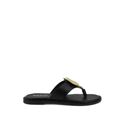 Rag & Co Women's Kathleen Embellished Black Slip-on Thong Sandals By  In Black