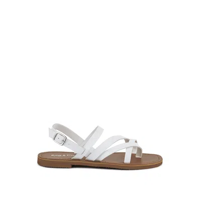 Rag & Co Women's Sloana White Strappy Flat Sandals By  In White