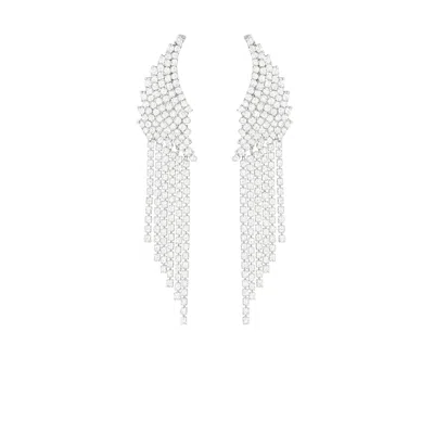 The Gala Women's Silver Double  Loop Teardrop Crystal Statement Earrings In Silver