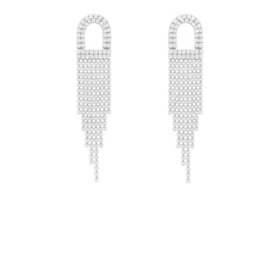 The Gala Women's Silver Celestial Lock Cascade Earrings In Silver