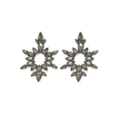 Iskra Women's Silver / Grey Crystal Dew Earrings - Silver & Grey In Gray
