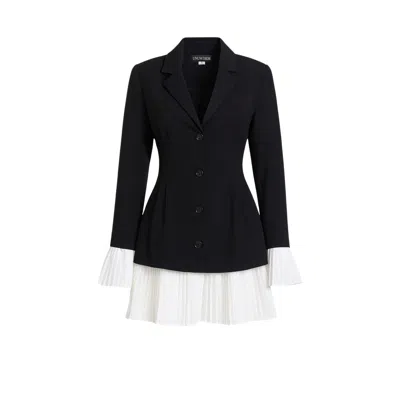 Unum Diem Women's Black / White Monochrome Pleated Blazer Dress In Multi