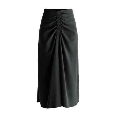 Paisie Women's Ruched Front Midi Skirt In Black In Black