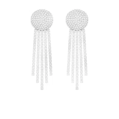 The Gala Women's Silver Radiant Disk Fringe Earring In Silver