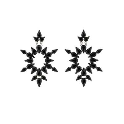Iskra Women's Silver / Black Crystal Dew Earrings - Silver & Black In Multi