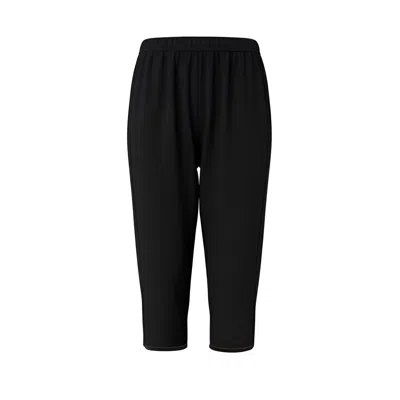 Haris Cotton Straight Women's Pants In Ponte Fabric With Elastic Waist Black In Black