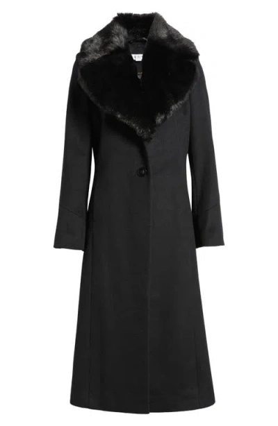 Via Spiga Faux Fur Collar Wool Blend Coat In Black