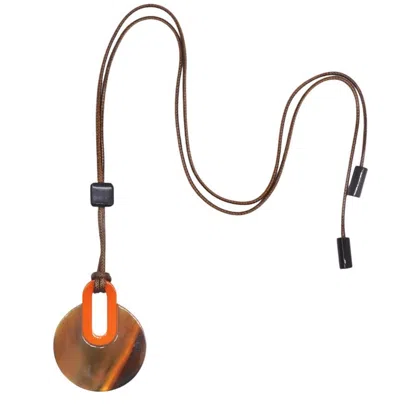 Fairchild Baldwin Women's Orange / Brown Lacquer Horn Necklace - Sunset In Multi