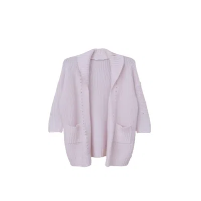 Saachi Women's White Ribbed Knit Open Cardigan Sweater In White