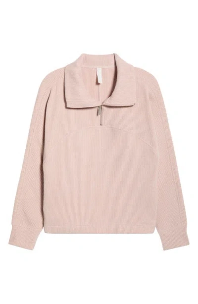 Zella Half Zip Waffle Stitch Sweatshirt In Neutral