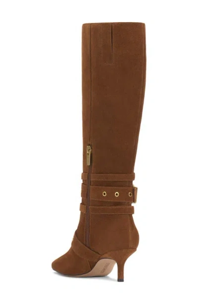 Vince Camuto Tyleen Moto Kitten-heel Tall Boots In Brown