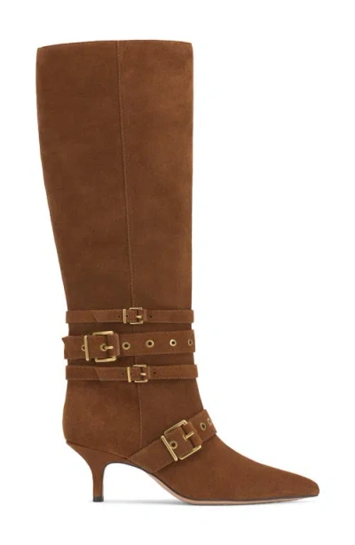 Vince Camuto Tyleen Moto Kitten-heel Tall Boots In Brown