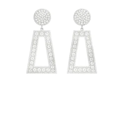 The Gala Women's Silver Galaxy   Fringe   Crystal Statement Earrings In Silver