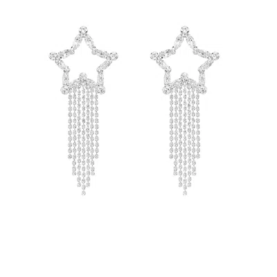 The Gala Women's Silver Star  Cascade Crystal Fringe Earrings In Silver