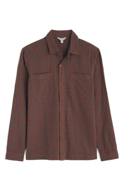 Seasalt Cornwall Rigging Check Textured Organic Cotton Button-up Overshirt In Brown