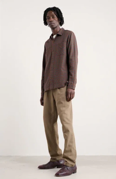 Seasalt Cornwall Rigging Check Textured Organic Cotton Button-up Overshirt In Brown