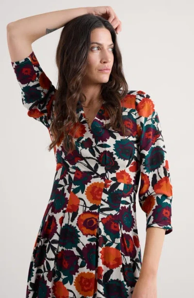 Seasalt Cornwall Etta Floral Pleated Midi Dress In Multi