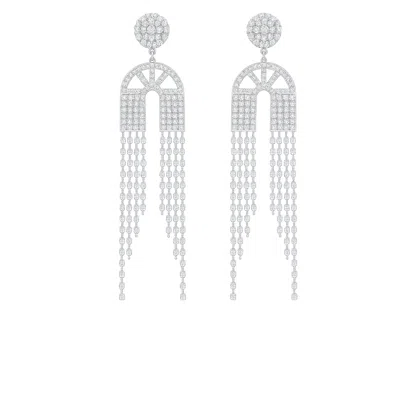 The Gala Women's Silver Aurora Archway Fringe Earrings In Silver