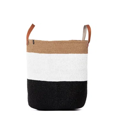 Mifuko Black / White / Brown Kiondo Market Basket - Duo Black L In Multi