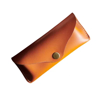 Vida Vida Men's Brown Full Grain Leather Glasses Case - Tan In Brown
