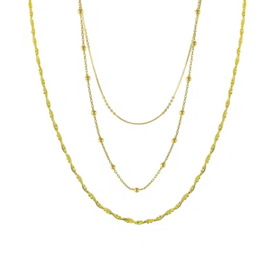 Spero London Women's Twisted & Beaded Chains Sterling Silver Layering Necklace Set - Gold In Gold