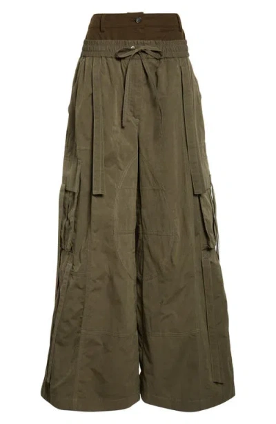 Dolce & Gabbana Dual-waistband Wide-leg Cargo Trousers In Green
