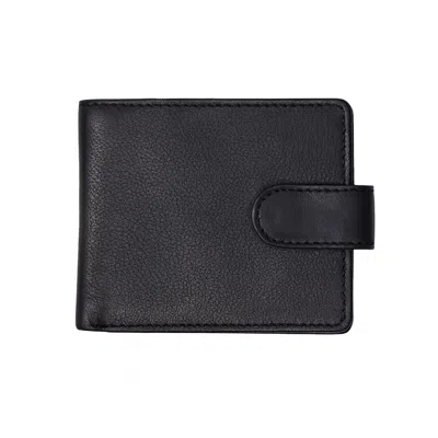 Vida Vida Men's Luxury Leather Zip Section Coin Wallet - Black In Black