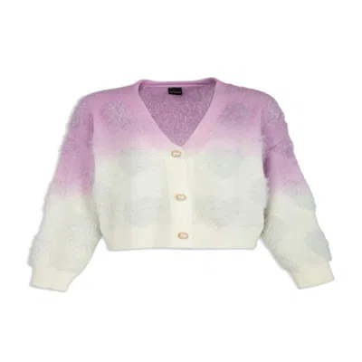 Saachi Women's Purple Soft Heart Ombre Lilac Cardigan In Purple