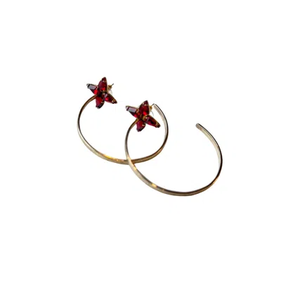 Iskra Women's Red / Gold Embrace Earrings - Gold & Red In Multi